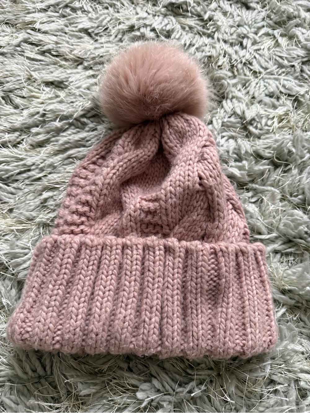 H&M Women Pink Knit Pom Pom Beanie